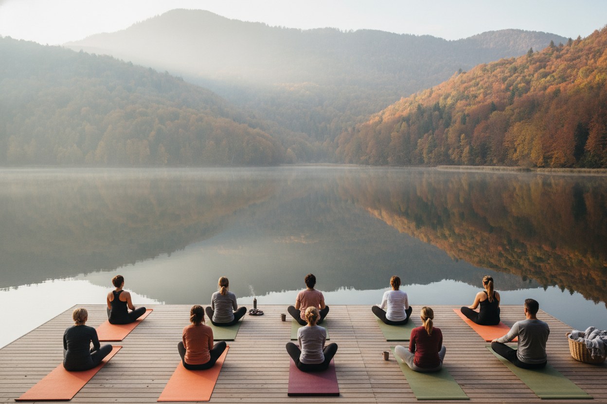 Bolu Abant Gölü kıyısında sonbahar pilates retreat'i